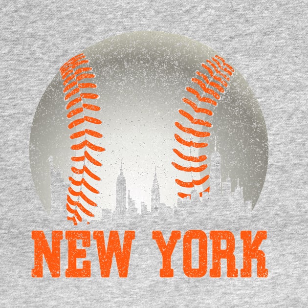 New York NY Skyline Baseball Vintage Met At Gameday by justiceberate